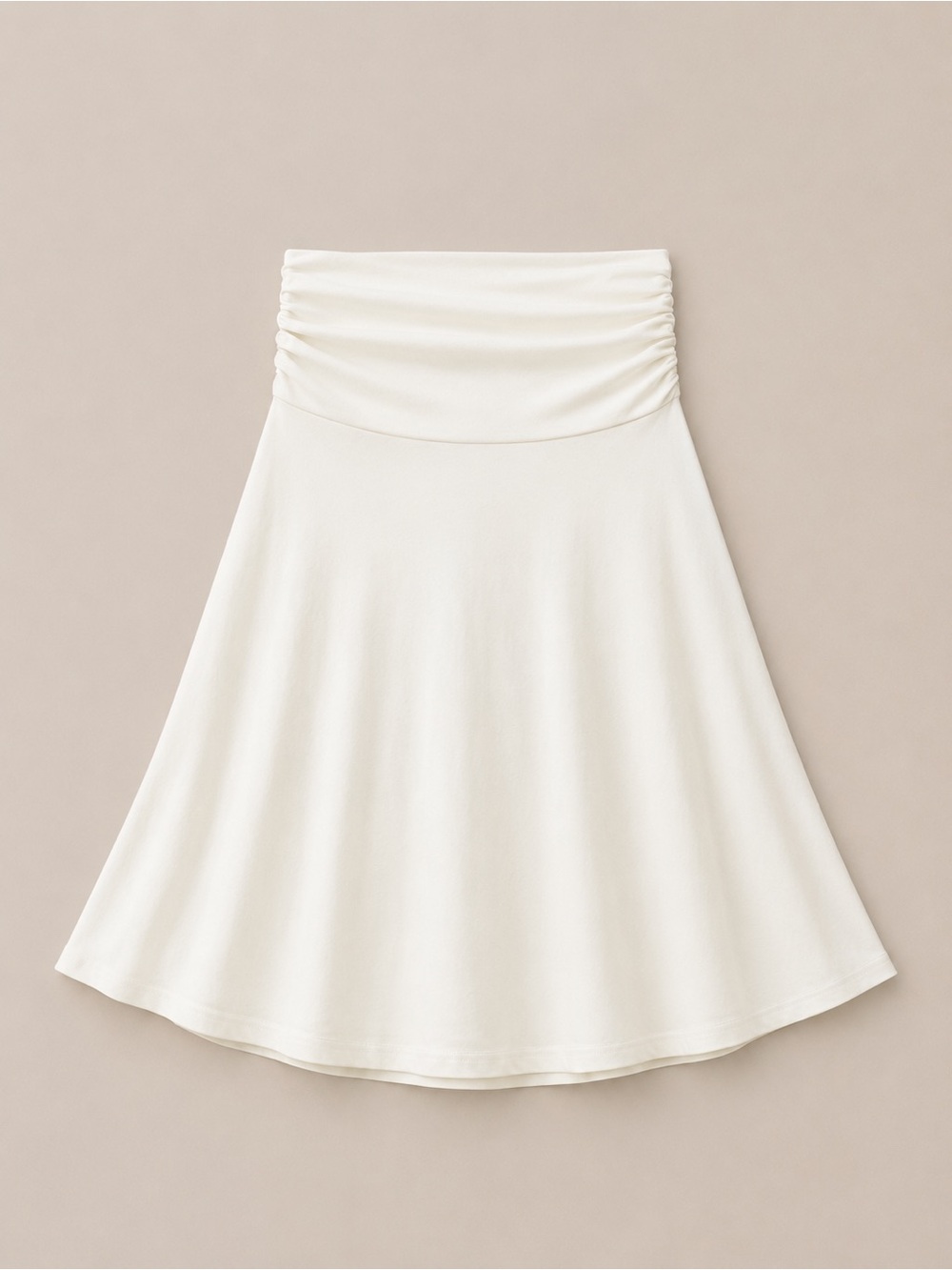 OGL Cream Ruched Waist Skater Skirt